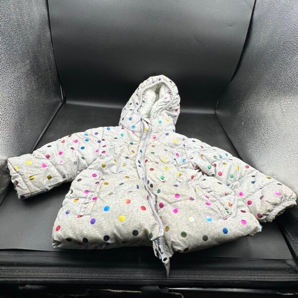 Wonder Nation Grey Multicolored Grils' Puffer Coat Size 2T Length 14.50 Inches - Picture 1 of 9